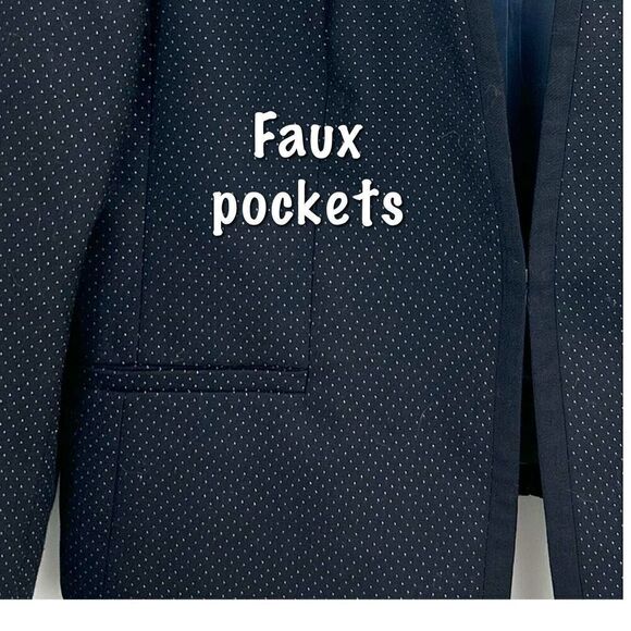 Talbots Blazer Navy Blue Wool Blend Polka Dot Jacket Blazer Size 12 - Picture 7 of 13